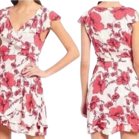 Free People NWT Pink/White French Quarter Floral Wrap Dress Size Large - Picture 3 of 3